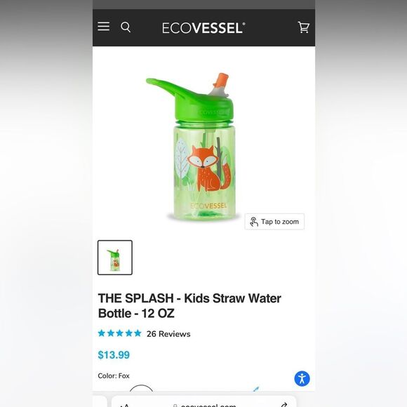 ECOVESSEL THE SPLASH - Kids Straw Water Bottle - 12 OZ NWT - Picture 3 of 3